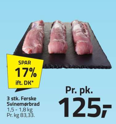 3 stk. Ferske Svinemørbrad