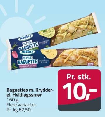 Baguettes m. Krydder- el. Hvidløgssmør
