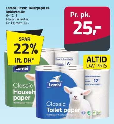 Lambi Classic Toiletpapir el. Køkkenrulle