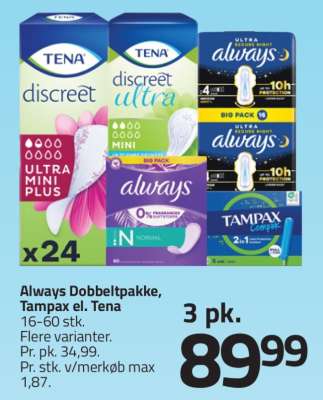 Always Dobbeltpakke, Tampax el. Tena