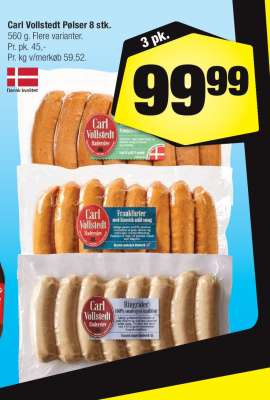 Carl Vollstedt Pølser 8 stk.