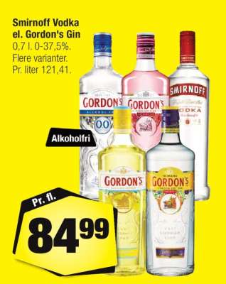 Smirnoff Vodka el. Gordon's Gin