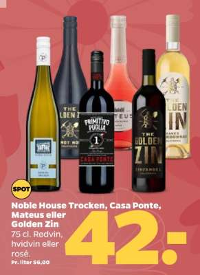 Noble House Trocken, Casa Ponte, Mateus eller Golden Zin