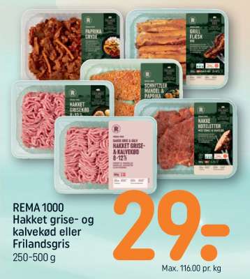 REMA 1000 Hakket grise- og kalvekød eller Frilandsgris