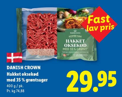 DANISH CROWN Hakket oksekød med 35% grøntsager