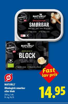 NATURLI’ Økologisk smørbar eller blok