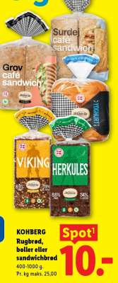 KOHBERG Rugbrød, boller eller sandwichbrød