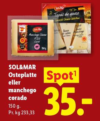 SOL&MAR Osteplatte eller manchego corado