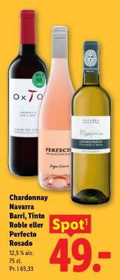 Chardonnay Navarra Barri, Tinto Roble eller Perfecto Rosado