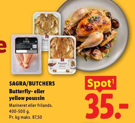 SAGRA/BUTCHERS Butterfly- eller yellow poussin