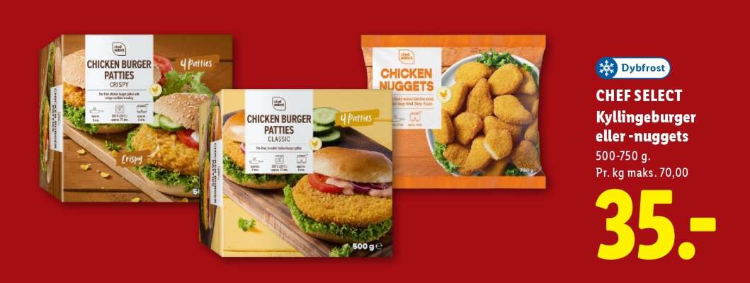 CHEF SELECT Kyllingeburger eller -nuggets