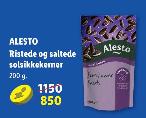 ALESTO Ristede og saltede solsikkekerner
