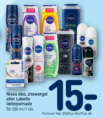 Nivea deo, showergel eller Labello læbepomade