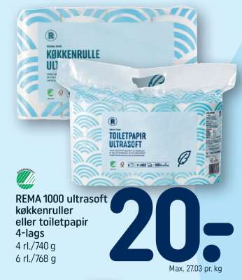 REMA 1000 ultrasoft køkkenruller eller toiletpapir