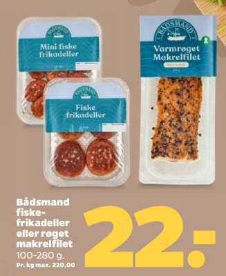 Bådsmænd fiskefrikadeller eller røget makrelfilet
