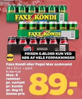 Faxe Kondi eller Pepsi Max sodavand