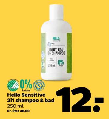 Hello Sensitive 2i1 shampoo & bad