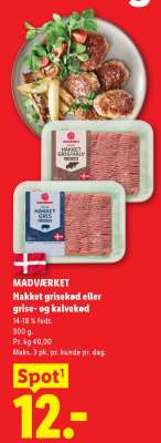 MADVÆRKET Hakket grisekød eller grise- og kalvekød