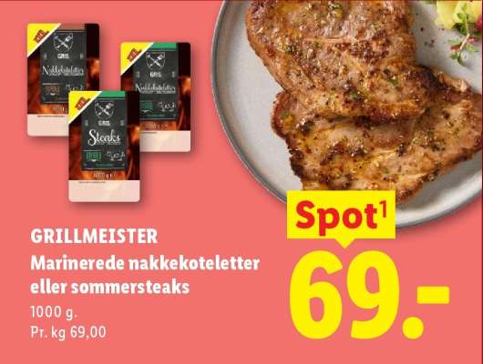 GRILLMEISTER Marinerede nakkekoteletter eller sommersteaks