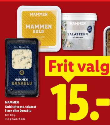 MAMMEN Guld skiveost, salatost i tern eller Danablu