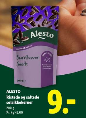ALESTO Ristede og saltede solsikkekerner