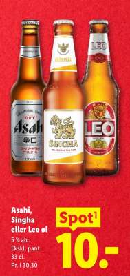 Asahi, Singha eller Leo øl