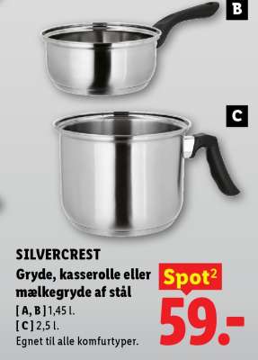 SILVERCREST Gryde, kasserolle eller mælkegryde af stål