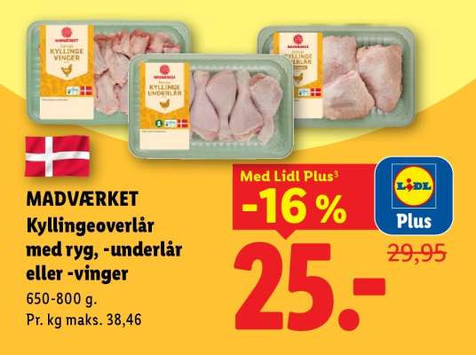MADVÆRKET Kyllingeoverlår med ryg, -underlår eller -vinger