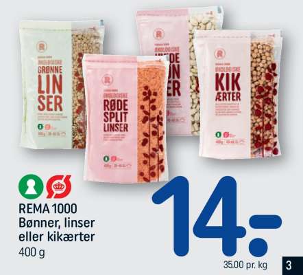 REMA 1000 Bønner, linser eller kikærter