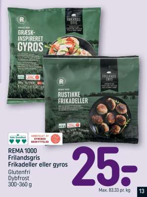REMA 1000 Frilandsgris Frikadeller eller gyros