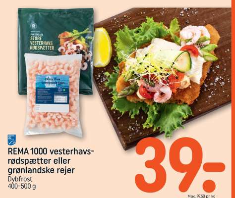 REMA 1000 vesterhavs-rødspætter eller grønlandske rejer
