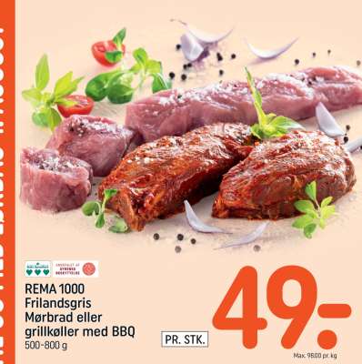 REMA 1000 Frilandsgris Mørbrad eller grillkøller med BBQ
