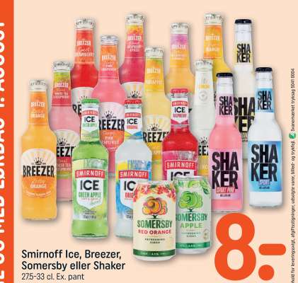 Smirnoff Ice, Breezer, Somersby eller Shaker