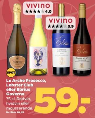Le Arche Prosecco, Lobster Club eller Ebrius Governo