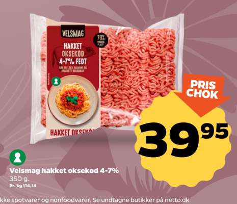 Velsmag hakket oksekød 4-7%