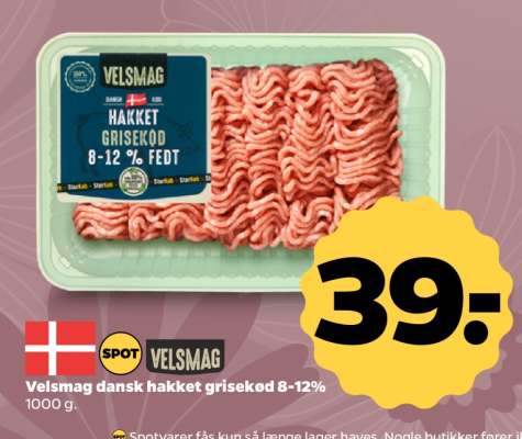 Velsmag dansk hakket grisekød 8-12%
