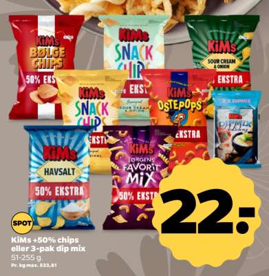 KiMs +50% chips eller 3-pak dip mix