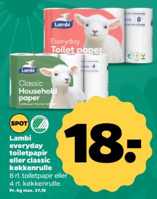 Lambi everyday toiletpapir eller classic køkkenrulle
