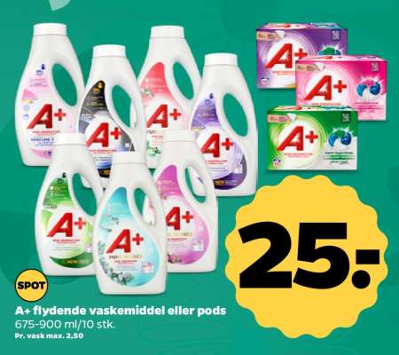 A+ flydende vaskemiddel eller pods