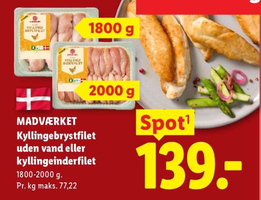 MADVÆRKET Kyllingebrystfilet uden vand eller kyllingeinderfilet