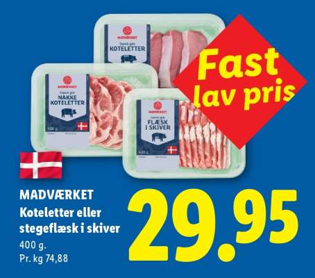 MADVÆRKET Koteletter eller stegeflæsk i skiver