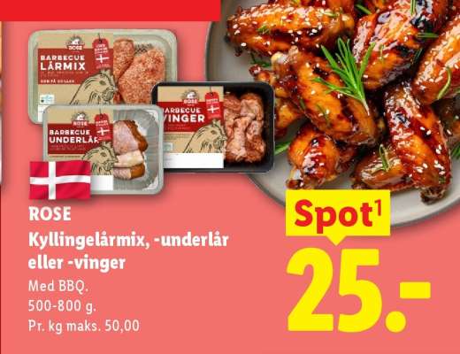 ROSE Kyllingelårmix, -underlår eller -vinger