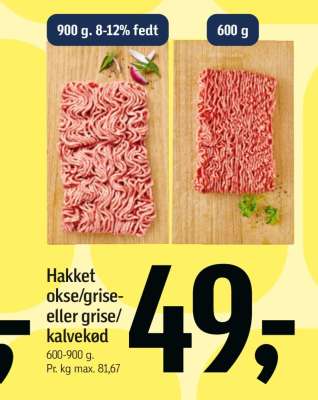 Hakket okse/grise- eller grise/kalvekød