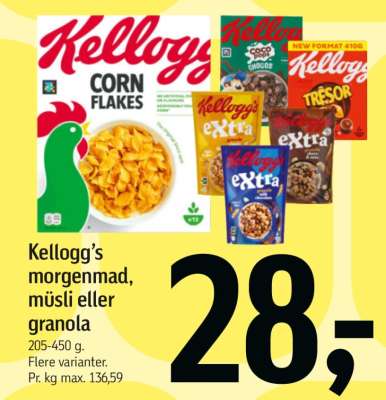 Kellogg’s morgenmad, müsli eller granola