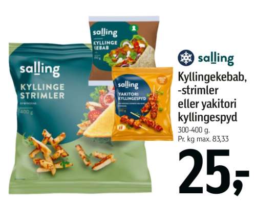 salling Kyllingekebab, -strimler eller yakitori kyllingespyd