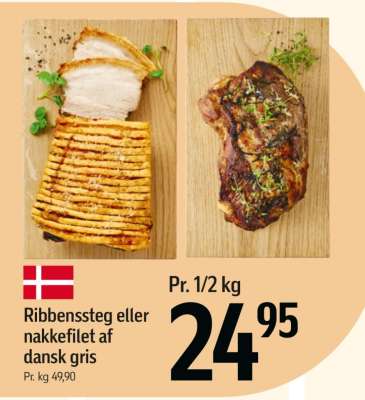 Ribbensteg eller nakkefilet af dansk gris