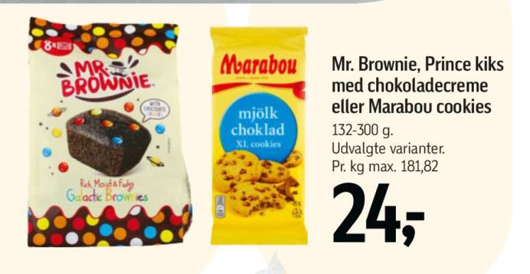 Mr. Brownie, Prince kiks med chokoladecreme eller Marabou cookies
