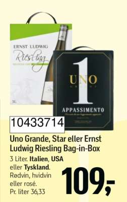 Uno Grande, Star eller Ernst Ludwig Riesling Bag-in-Box