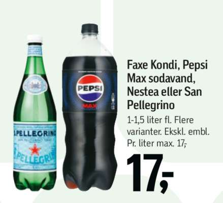 Faxe Kondi, Pepsi Max sodavand, Nestea eller San Pellegrino
