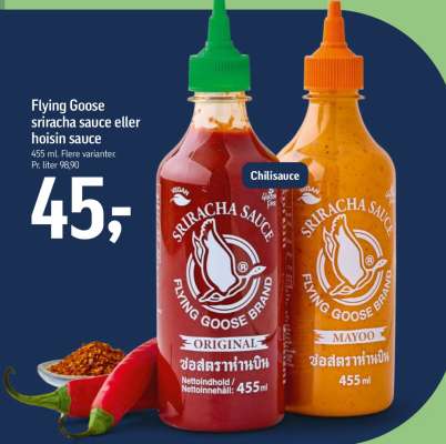 Flying Goose sriracha sauce eller hoisin sauce